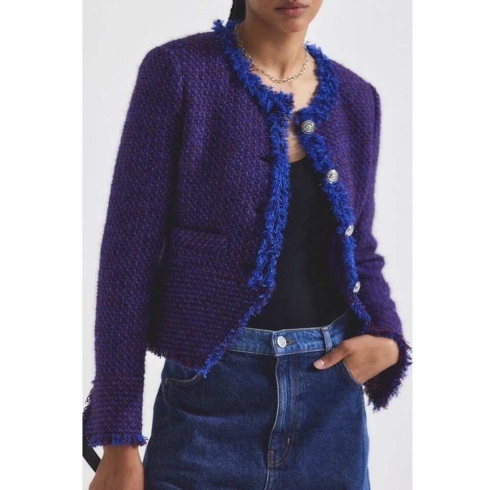 DEREK LAM 10 CROSBY Elizabeth Peplum Jacket Size 10 Blue Purple NWT New